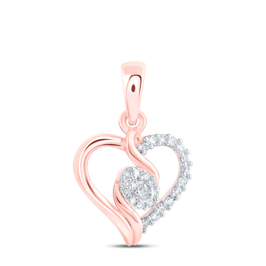 10kt Rose Gold 1/10 Cttw - Diamond Heart Pendant