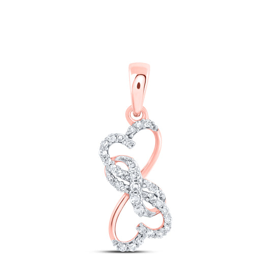 10kt Rose Gold 1/10 Cttw - Diamond Infinity Heart Pendant