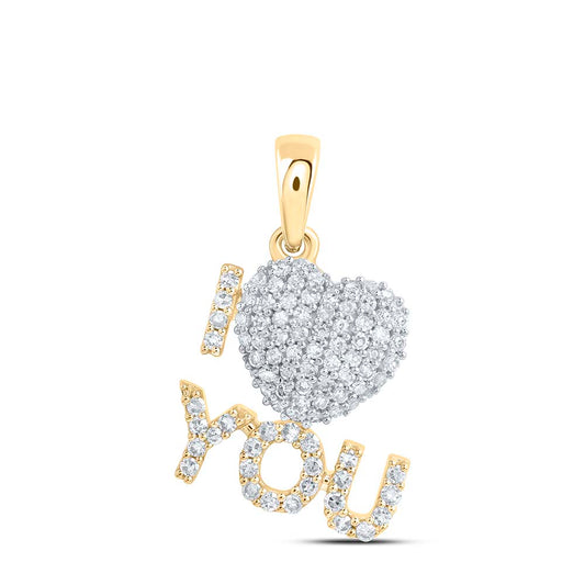 10kt Yellow Or White Or Rose Gold - Diamond "i Love You" Heart Pendant
