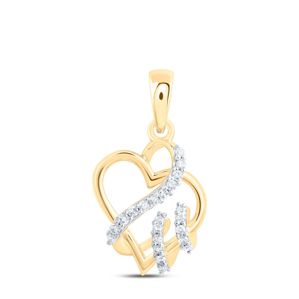10K Yellow Gold 1/12Ctw Natural Diamond Gift Heart Pendant