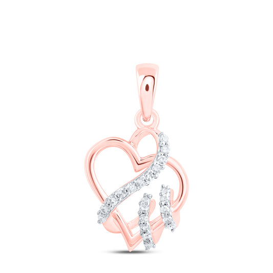10kt Rose Gold 1/12 Cttw - Diamond Heart Pendant