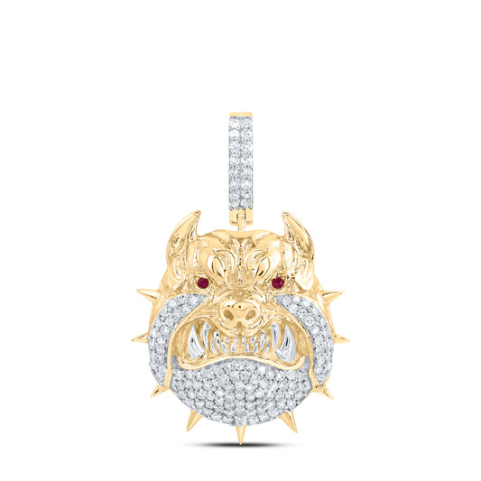 10kt Yellow Gold 5/8 Cttw  Diamond Bull Dog Mens Charm