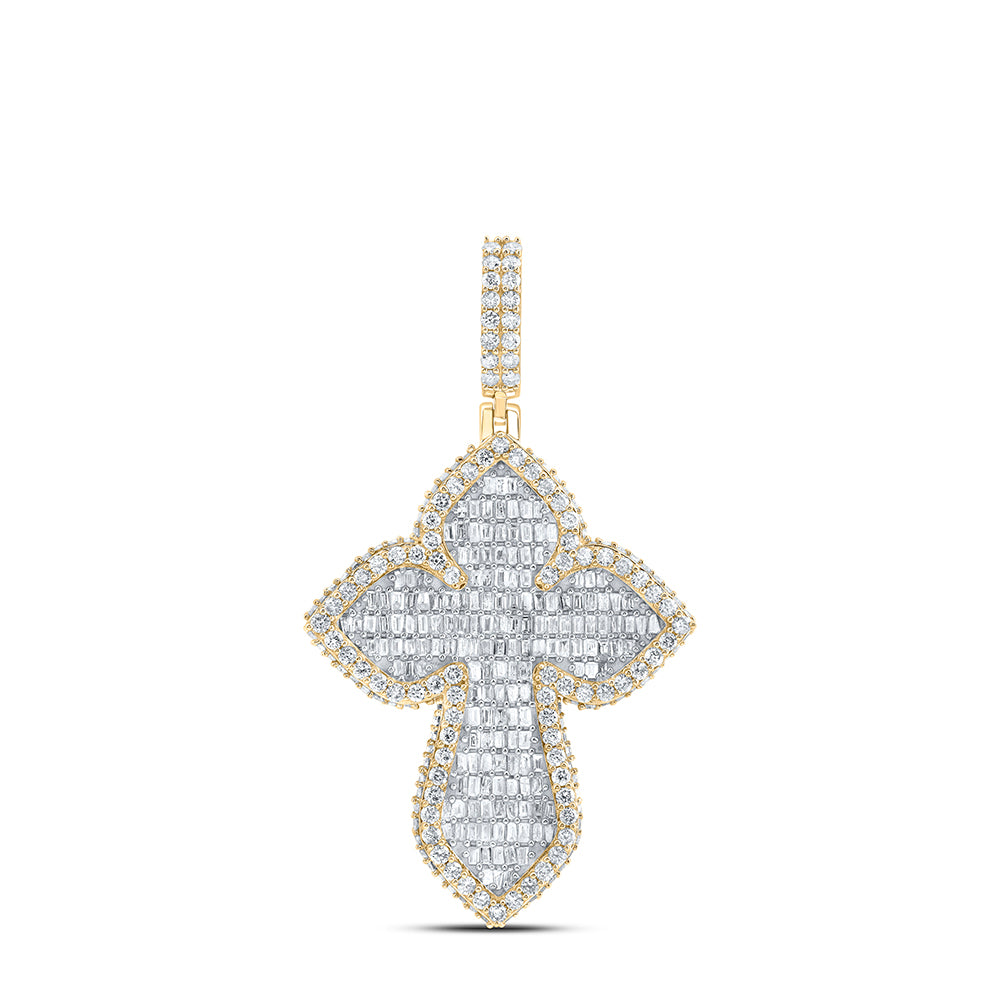 10kt Yellow Gold 3 Cttw Diamond Cross Mens Charm