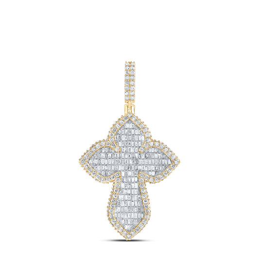 10kt Yellow Gold 3 Cttw Diamond Cross Mens Charm