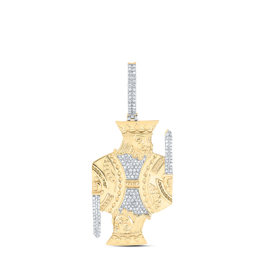 10kt Yellow Gold 5/8 Cttw Diamond King Mens Charm