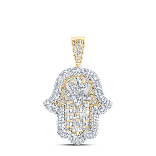 10kt Yellow Gold 2 5/8 Cttw Diamond Hamza Mens Charm