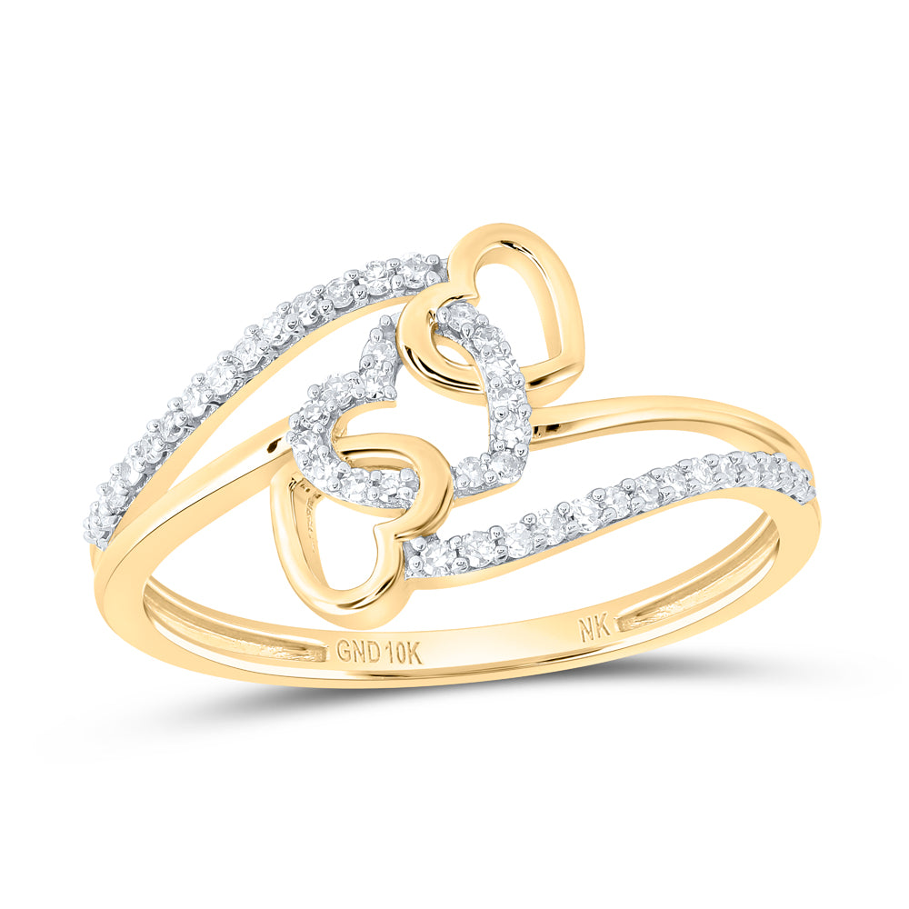 10kt Yellow Gold 1/6 Cttw Diamond Heart Wedding Engagement Anniversary Ring, Women Size: 5-9