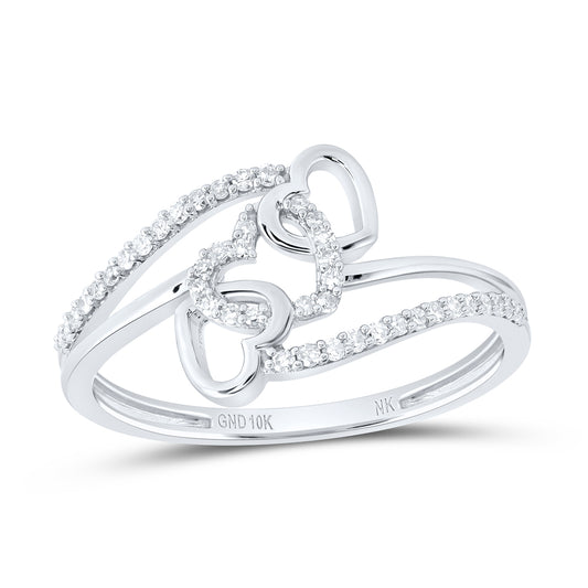 10kt White Gold 1/6 Cttw Diamond Heart Wedding Engagement Anniversary Ring, Women Size: 5-9