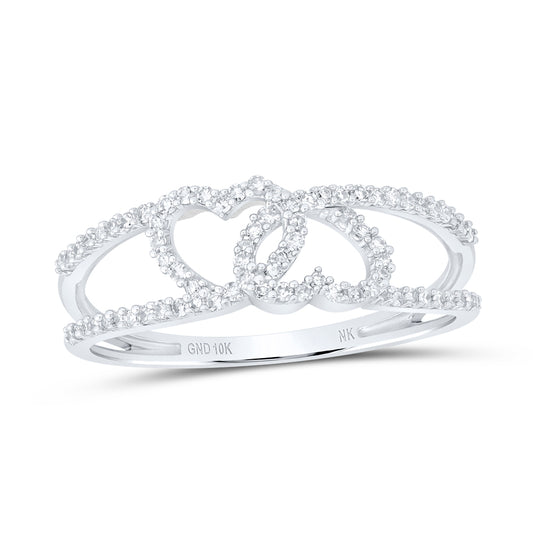 10kt White Gold 1/4 Cttw Diamond Heart Wedding Engagement Anniversary Ring, Women Size: 5-9