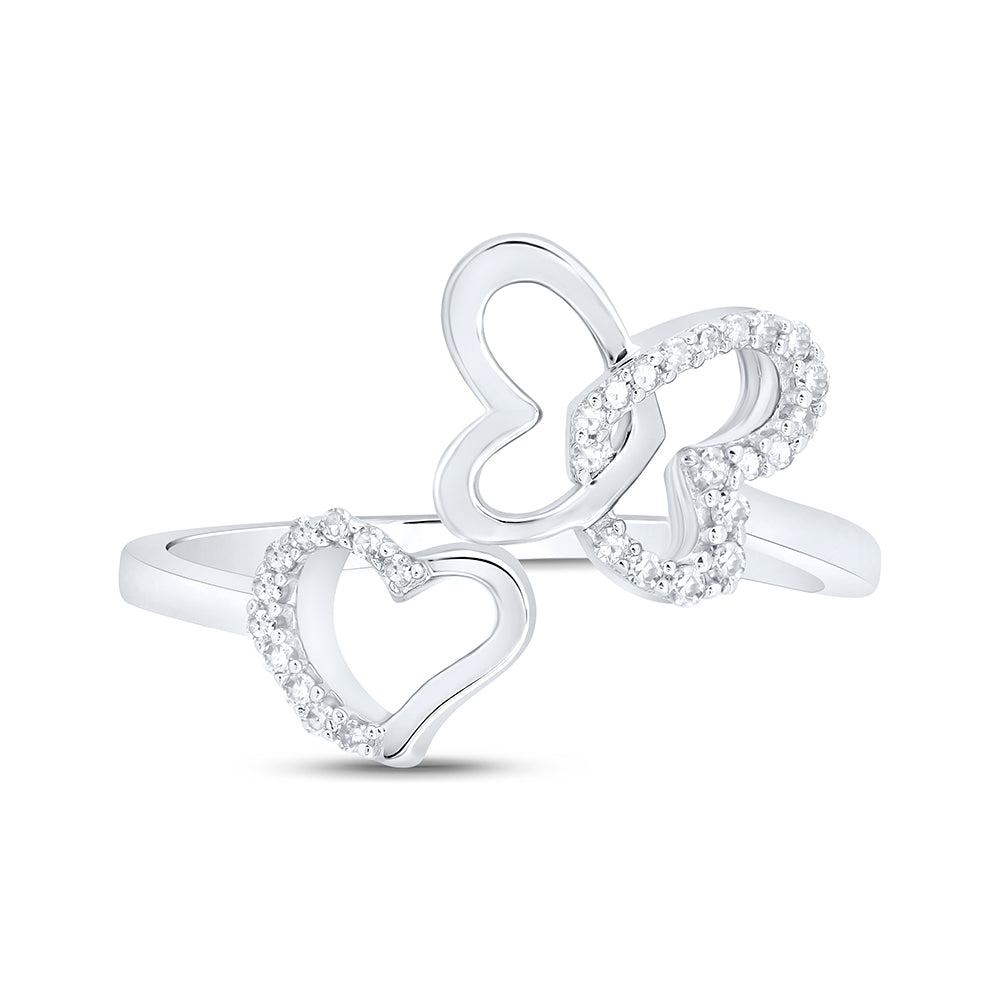 10kt White Gold 1/10 Cttw Diamond Butterfly Heart Wedding Engagement Anniversary Ring, Women Size: 5-9