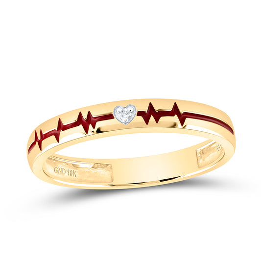 10kt Yellow Gold 0.01 Cttw Diamond Heart Beat Wedding Engagement Anniversary Ring, Women Size: 5-9