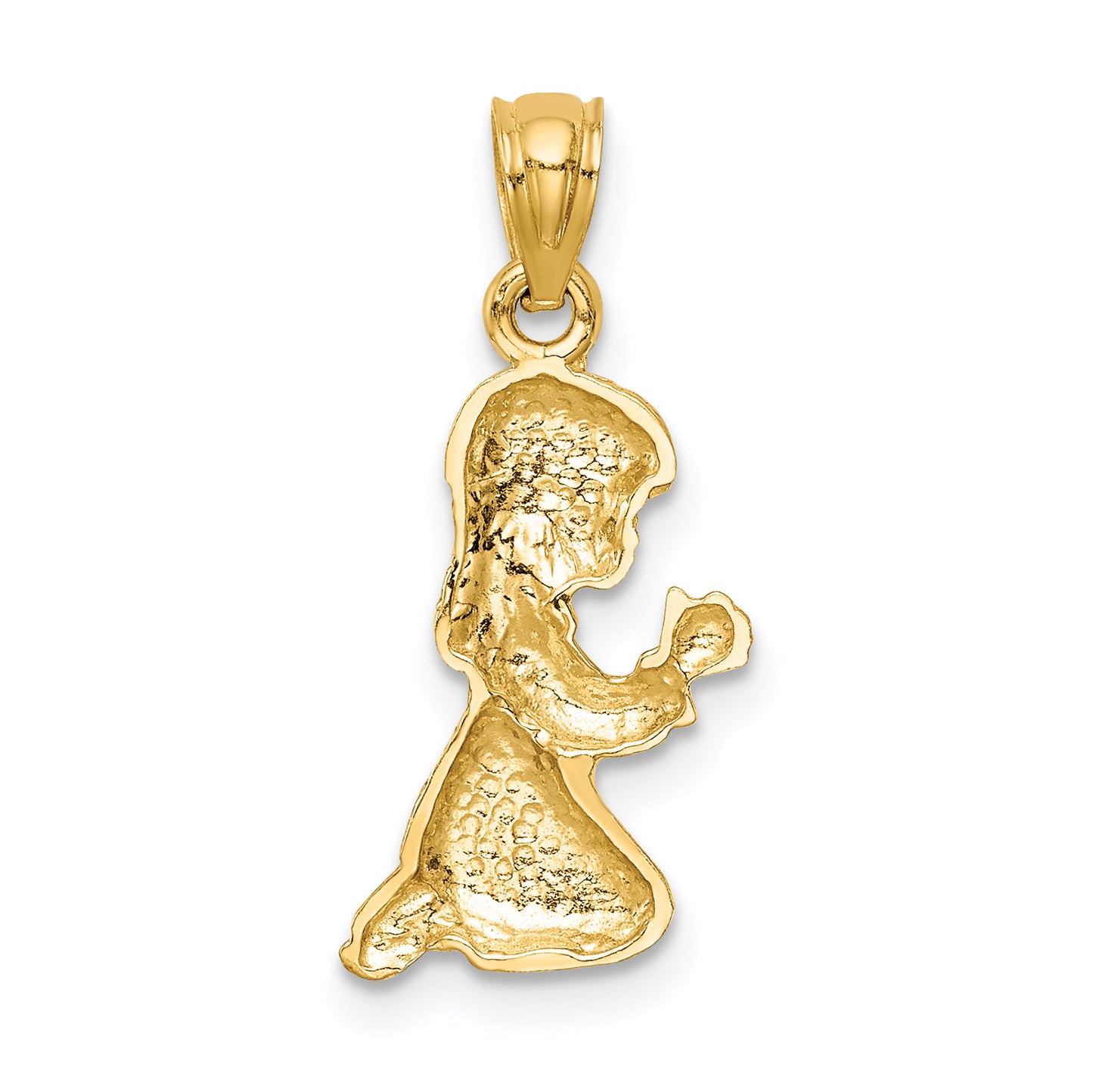 14K Yellow Gold Praying Girl Pendant