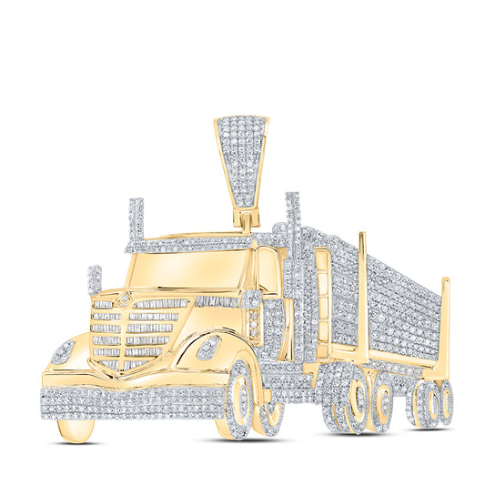 10kt Yellow Gold 2 1/2 Cttw Diamond Truck Mens Charm