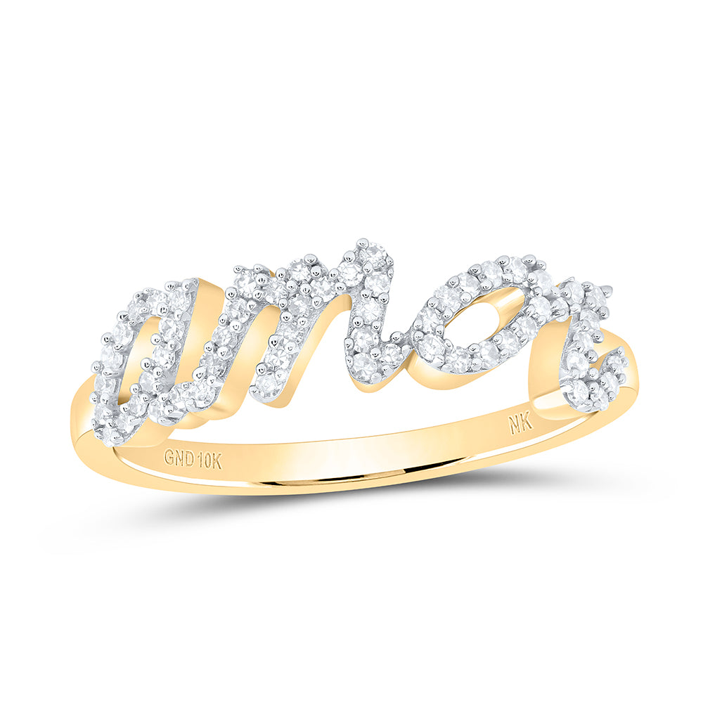10kt Yellow Gold 1/5 Cttw Diamond Amor Wedding Engagement Anniversary Ring, Women Size: 5-9