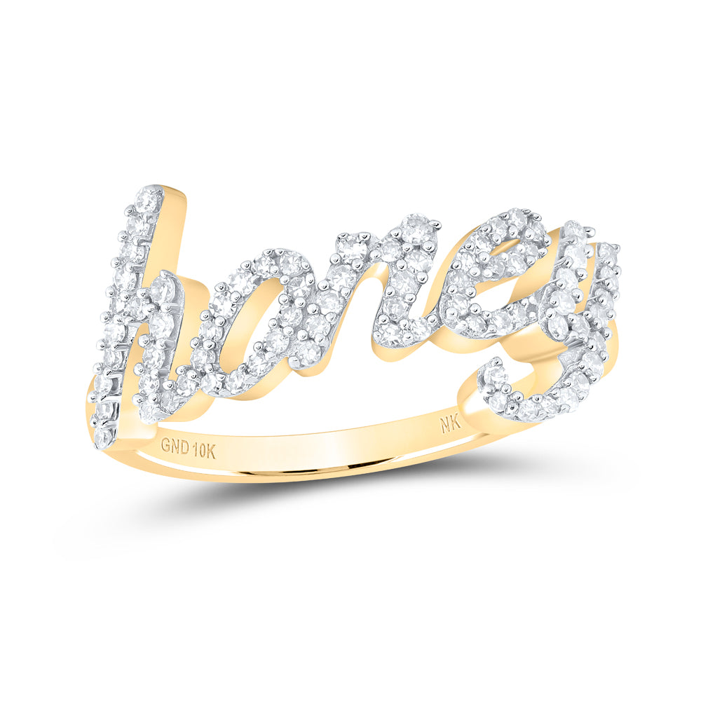 10kt Yellow Gold 1/4 Cttw Diamond Honey Wedding Engagement Anniversary Ring, Women Size: 5-9