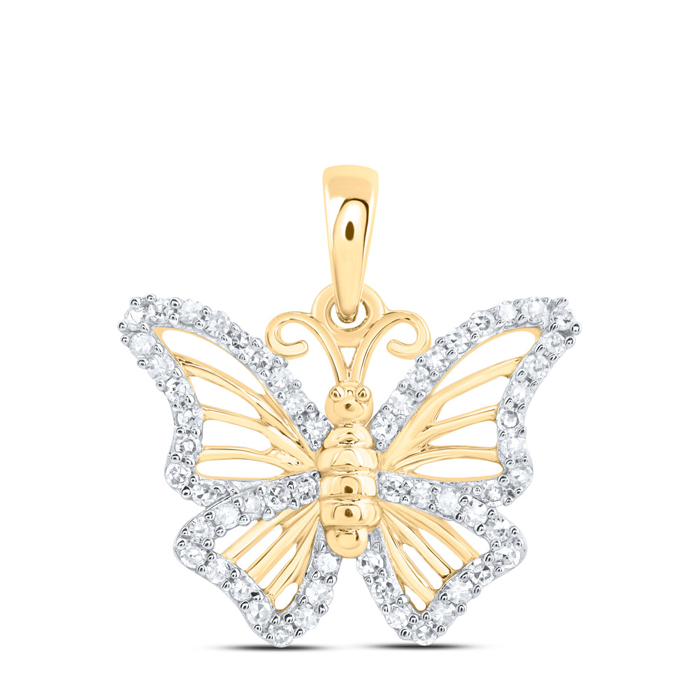10kt Yellow Gold 1/4 Cttw Diamond Butterfly Pendant