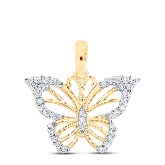 10K Yellow Gold 1/5 Ctw Diamond Gift Butterfly Pendant