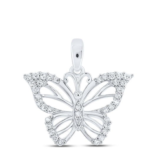 10kt White Gold 1/5 Cttw Diamond Butterfly Pendant