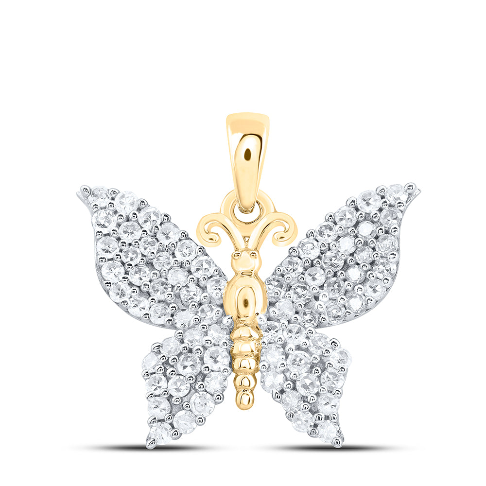 10kt Yellow Gold 3/8 Cttw Diamond Butterfly Pendant