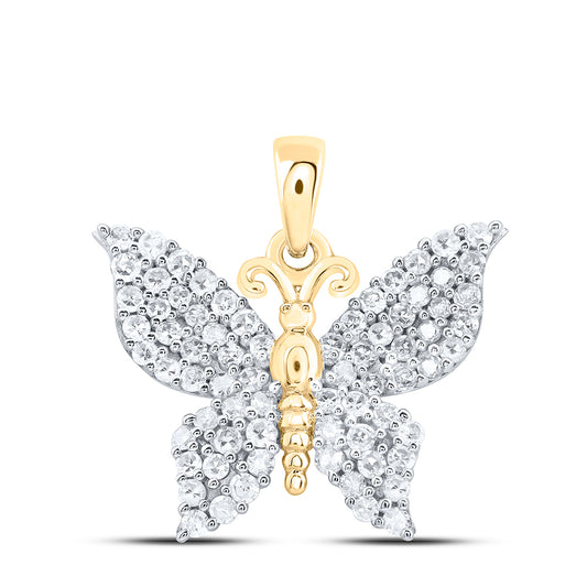 10kt Yellow Gold 3/8 Cttw Diamond Butterfly Pendant