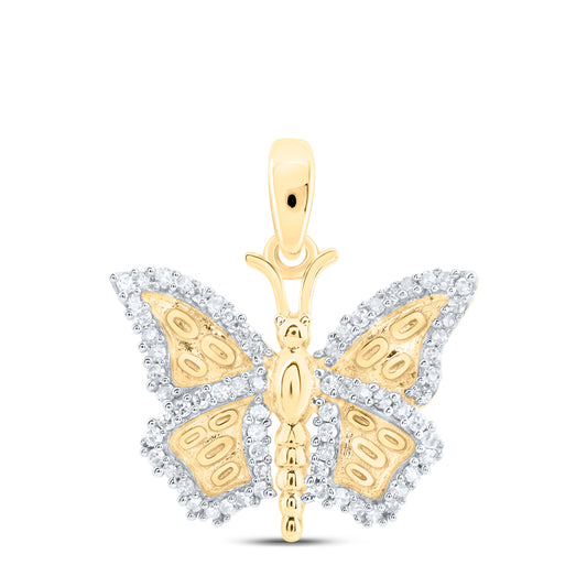 10kt Yellow Gold 1/5 Cttw Diamond Butterfly Pendant
