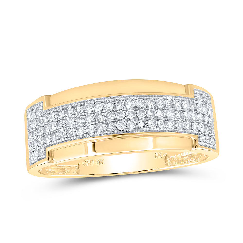 10kt Yellow Gold 1/2 Cttw Diamond Mens Band, Men Size: 8-12