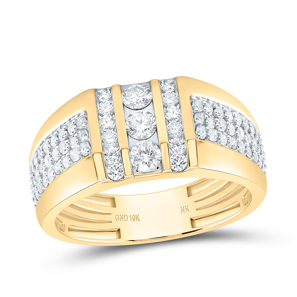 10kt Yellow Gold 1 Cttw Diamond Mens Band, Men Size: 8-12