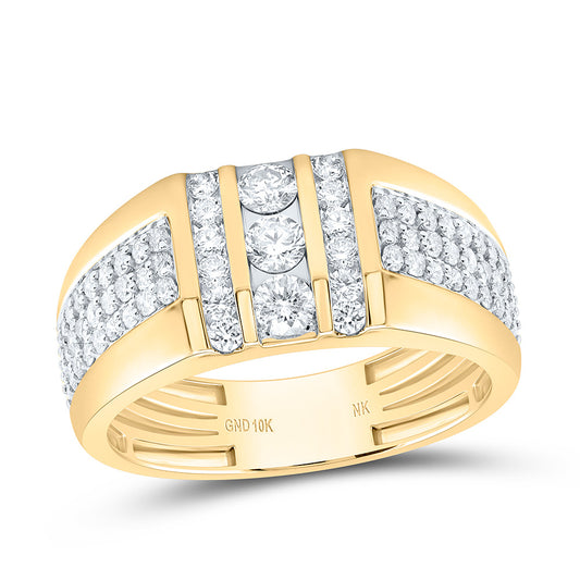 10kt Yellow Gold 1 Cttw Diamond Mens Band, Men Size: 8-12