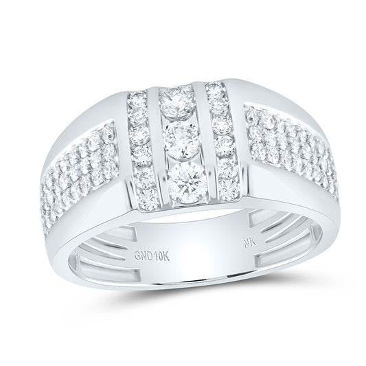 10kt White Gold 1 Cttw Diamond Mens Band, Men Size: 8-12