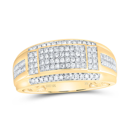 10kt Yellow Gold 1/2 Cttw Diamond Mens Band, Men Size: 8-12