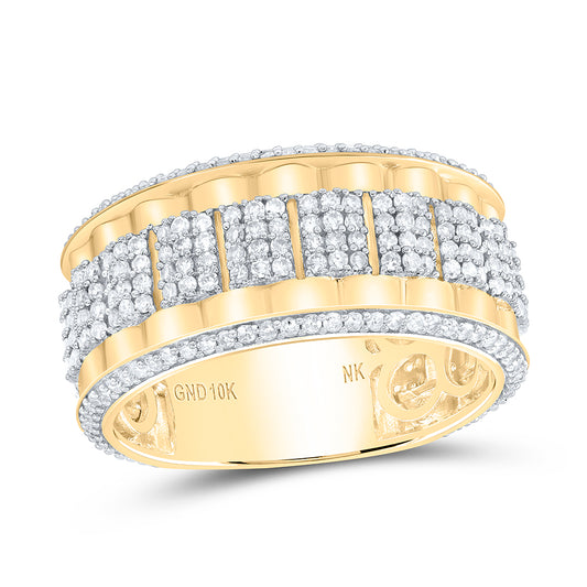 10kt Yellow Gold 1 1/2 Cttw Diamond Mens Band, Men Size: 8-12