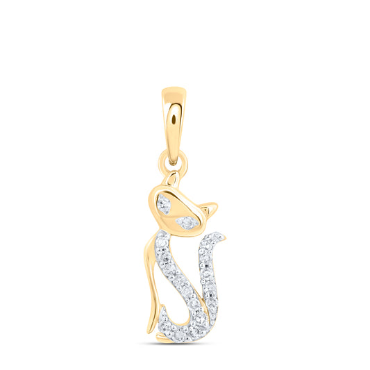 10kt Yellow Gold 1/12 Cttw Diamond Cat Pendant