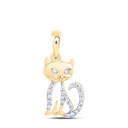 10kt Yellow Gold 1/12 Cttw Diamond Cat Pendant