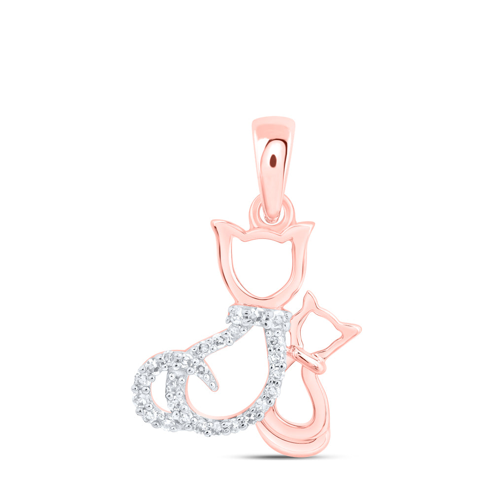 10kt Rose Gold 1/20 Cttw Diamond Cat Pendant