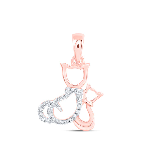 10kt Rose Gold 1/20 Cttw Diamond Cat Pendant