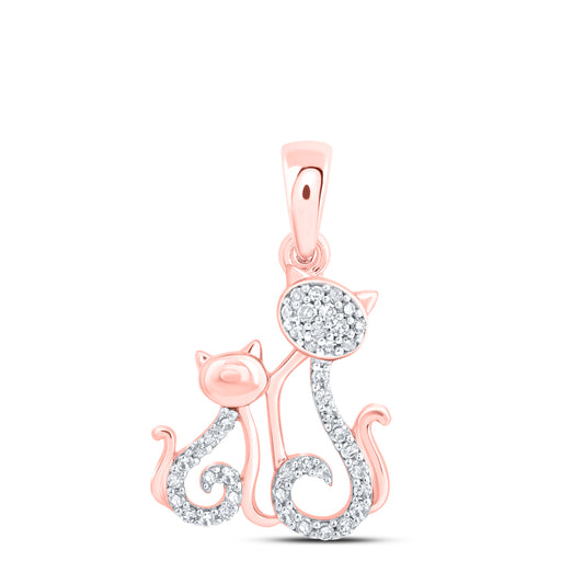 10kt Rose Gold 1/10 Cttw Diamond Cat Pendant