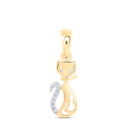 10kt Yellow Gold 0.03 Cttw Diamond Cat Pendant
