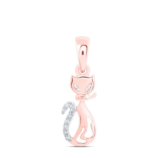 10kt Rose Gold 0.03 Cttw Diamond Cat Pendant
