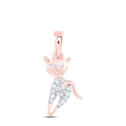 10kt Rose Gold 1/20 Cttw Diamond Cat Pendant