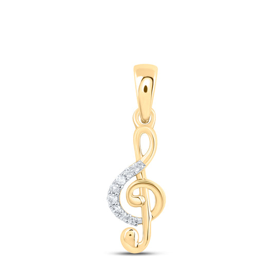 10kt Yellow Gold 0.03 Cttw Diamond Music Sign Pendant