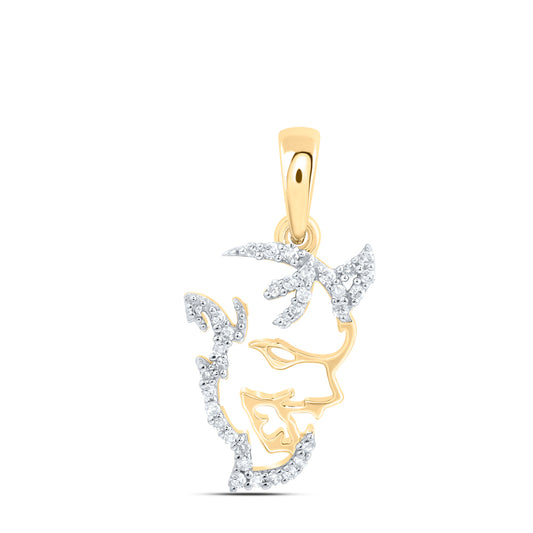10kt Yellow Gold 1/12 Cttw Diamond Devil Pendant