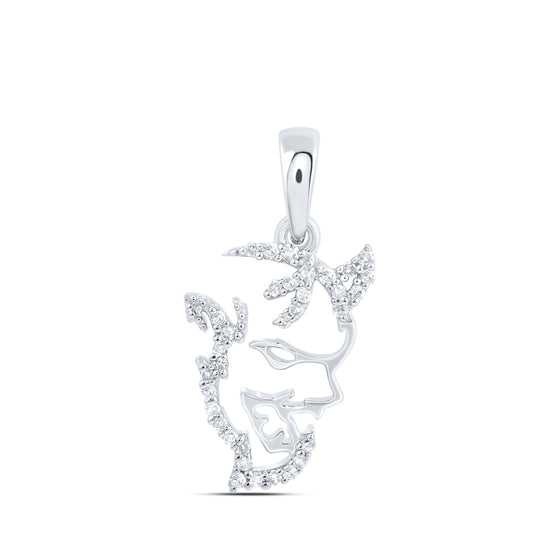 10kt White Gold 1/12 Cttw Diamond Devil Pendant
