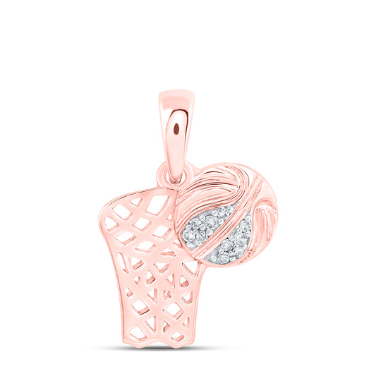 10kt Rose Gold 0.03 Cttw Diamond Football Basket Pendant