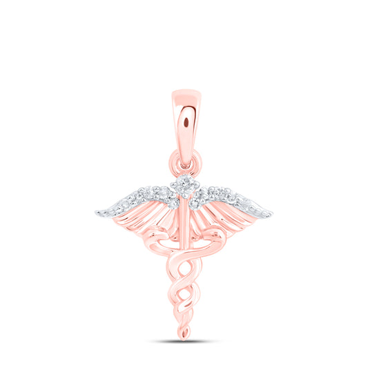 10kt Rose Gold 1/20 Cttw Diamond Wing Pendant