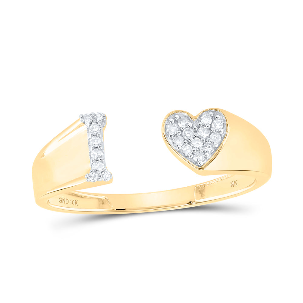 10kt Yellow Or White Gold Natural Diamond Initial Ladies Heart Wedding Engagement Anniversary Ring