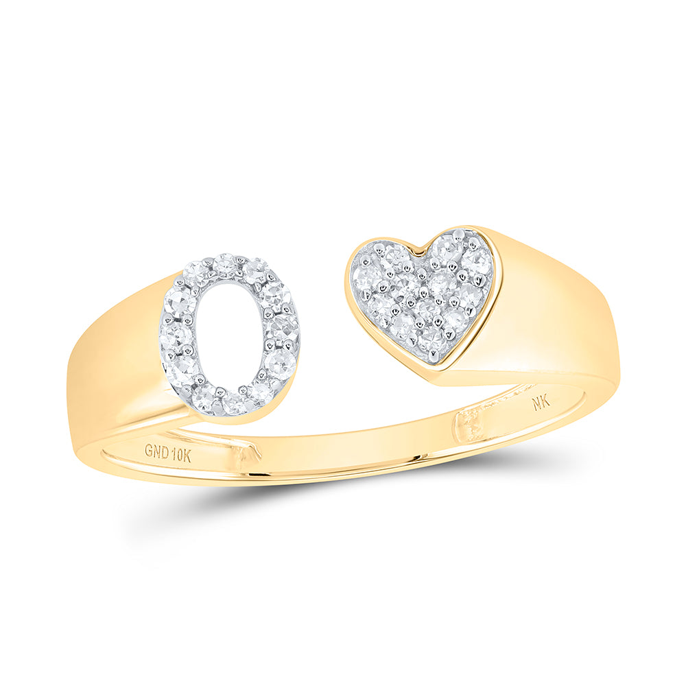 10kt Yellow Or White Gold Natural Diamond Initial Ladies Heart Wedding Engagement Anniversary Ring