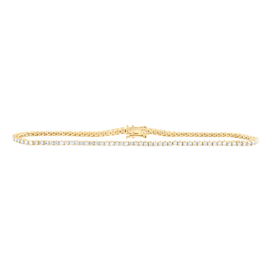 10K Yellow Gold 1 1/2 Ctw Diamond Tennis Bracelet (7 Inch)