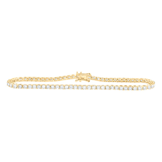 14kt Yellow Gold 3 Cttw Diamond Tennis Bracelet, Length: 7 Inch