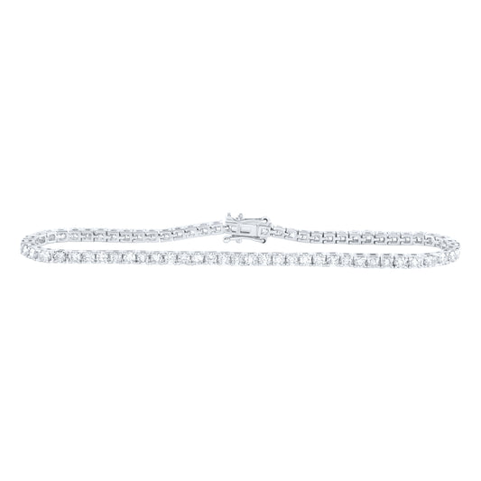 14kt White Gold 3 Cttw Diamond Tennis Bracelet, Length: 7 Inch