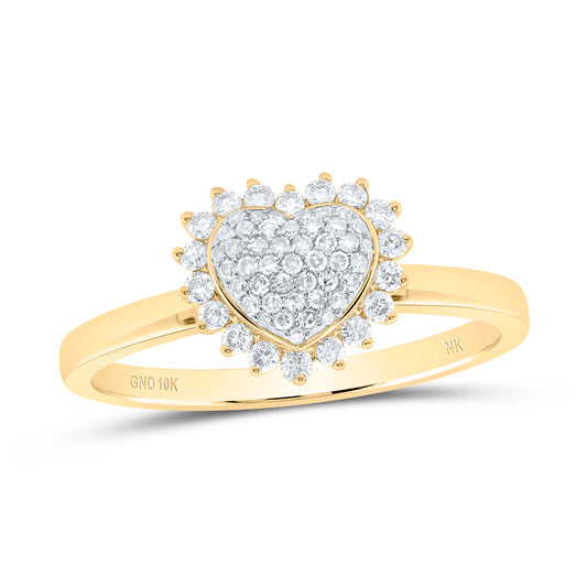 10kt Yellow Gold 1/3 Cttw Diamond Fashion Heart Wedding Engagement Anniversary Ring, Women Size: 5-9